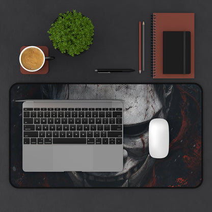 White Oni Mask With Hollow Black Eyes - Sudoni Brand Gaming Desk Mat - Moikas