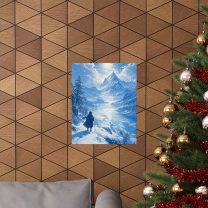 Winter Landscape With Lone Traveler - Anime Manga Art Print (Matte Poster) - Moikas