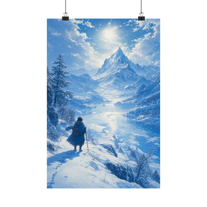 Winter Landscape With Lone Traveler - Anime Manga Art Print (Matte Poster) - Moikas