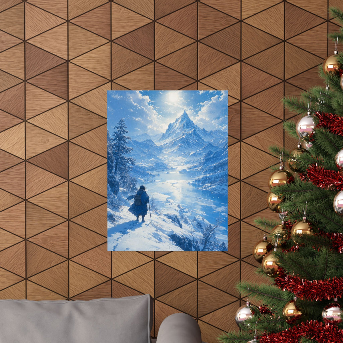 Winter Landscape With Lone Traveler - Anime Manga Art Print (Matte Poster) - Moikas