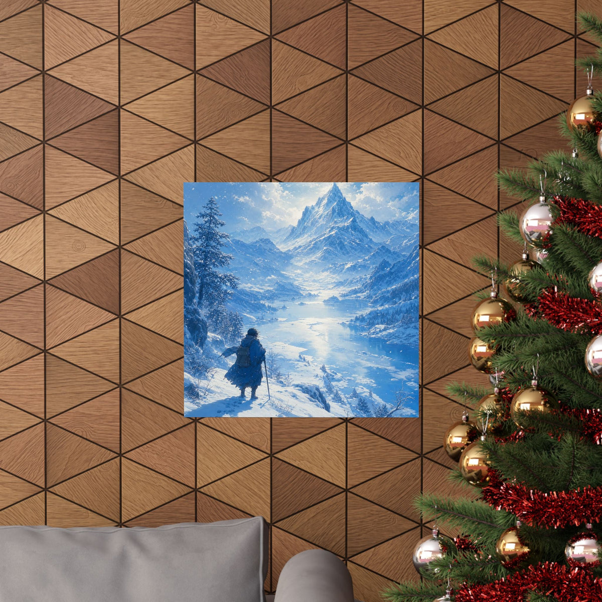 Winter Landscape With Lone Traveler - Anime Manga Art Print (Matte Poster) - Moikas