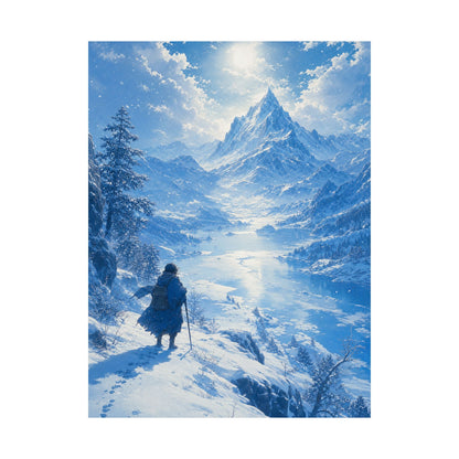 Winter Landscape With Lone Traveler - Anime Manga Art Print (Matte Poster) - Moikas