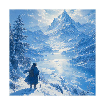 Winter Landscape With Lone Traveler - Anime Manga Art Print (Matte Poster) - Moikas