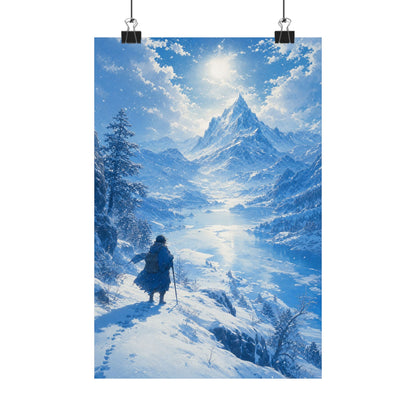 Winter Landscape With Lone Traveler - Anime Manga Art Print (Matte Poster) - Moikas
