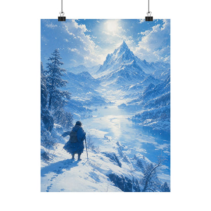 Winter Landscape With Lone Traveler - Anime Manga Art Print (Matte Poster) - Moikas