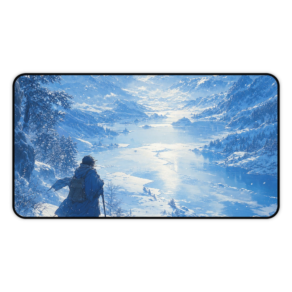 Winter Landscape With Lone Traveler - Anime Manga Gaming Desk Mat - Moikas