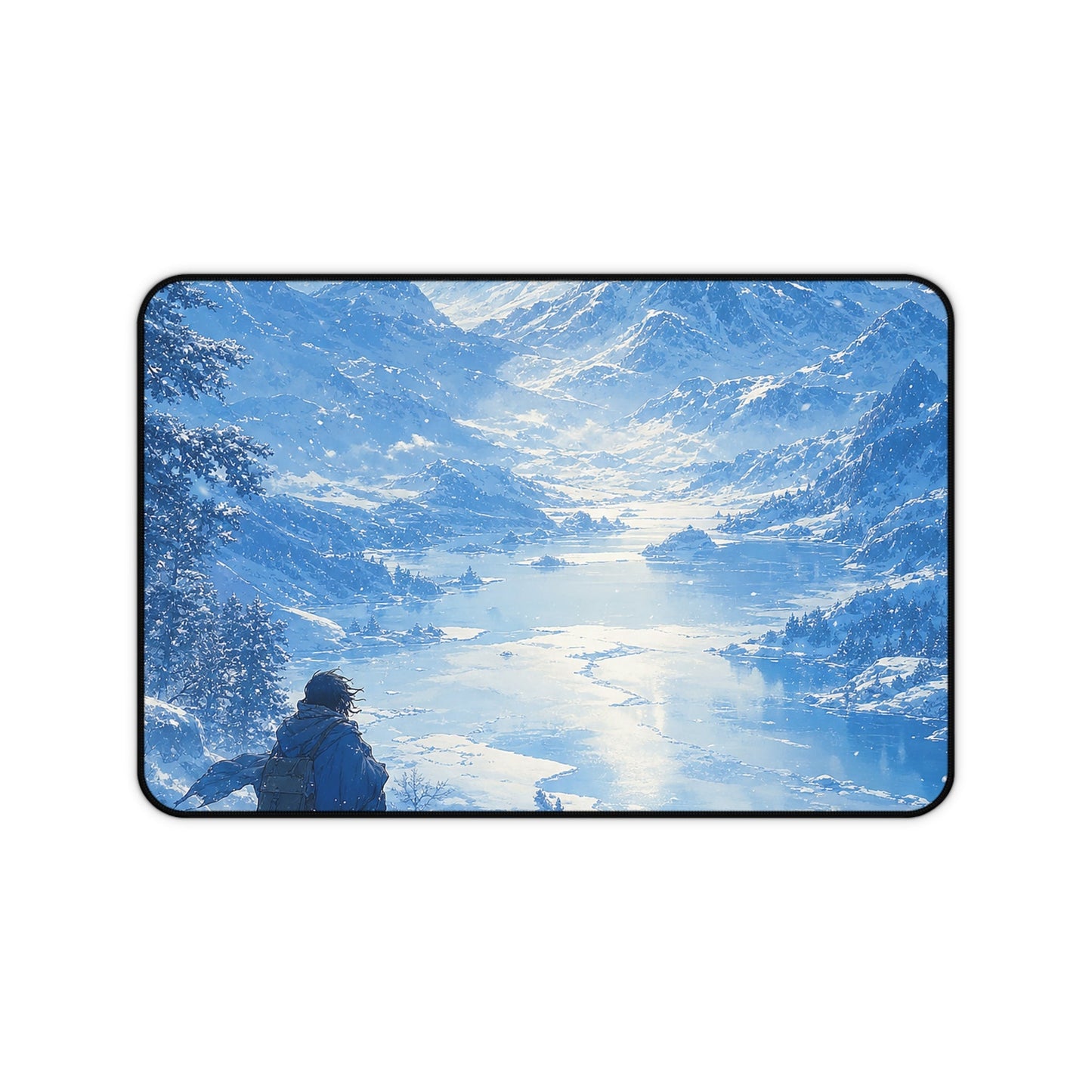 Winter Landscape With Lone Traveler - Anime Manga Gaming Desk Mat - Moikas
