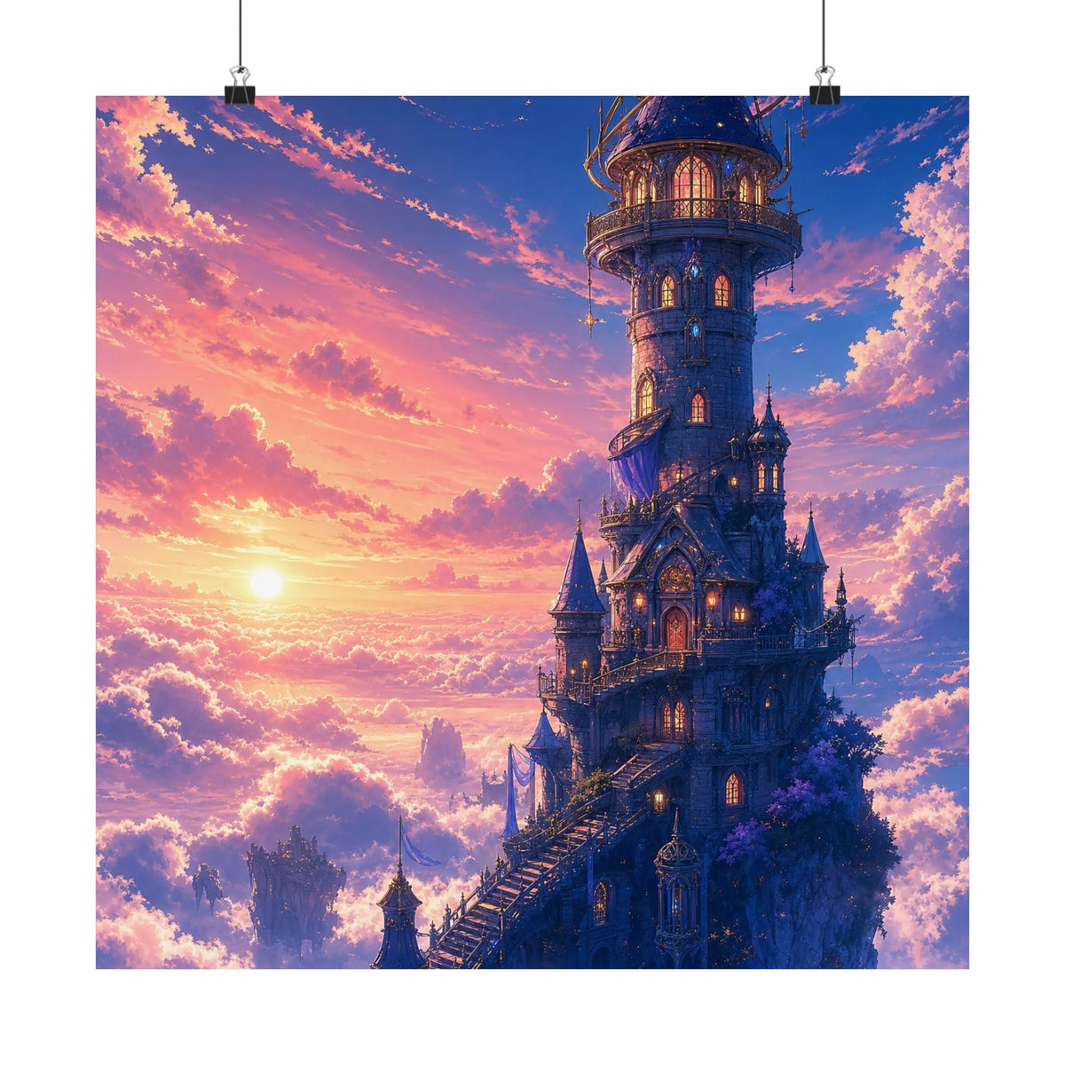 Wizard Tower In The Clouds - Anime Manga Art Print (Matte Poster) - Moikas