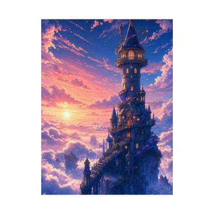 Wizard Tower In The Clouds - Anime Manga Art Print (Matte Poster) - Moikas