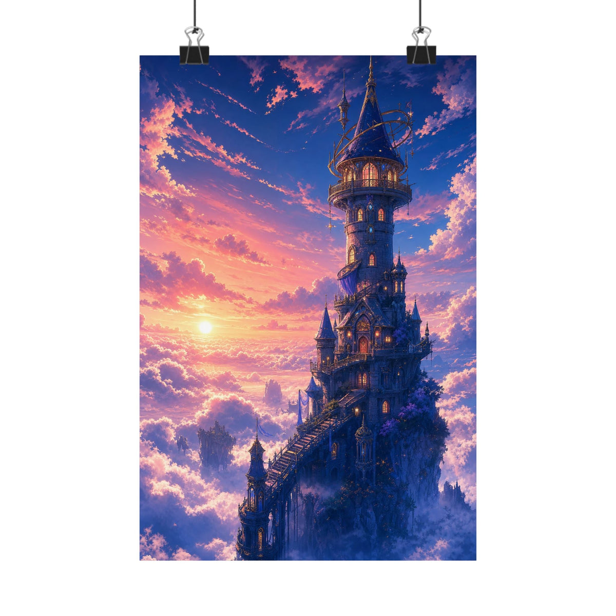 Wizard Tower In The Clouds - Anime Manga Art Print (Matte Poster) - Moikas