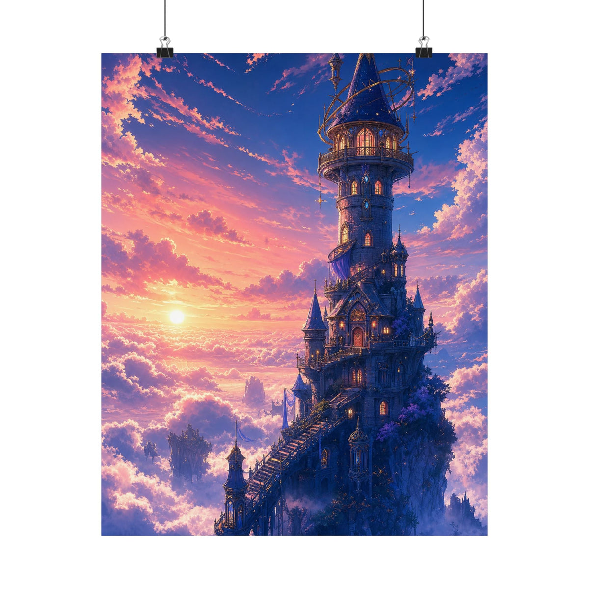 Wizard Tower In The Clouds - Anime Manga Art Print (Matte Poster) - Moikas