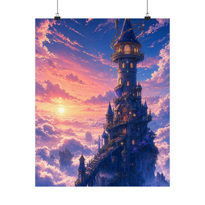 Wizard Tower In The Clouds - Anime Manga Art Print (Matte Poster) - Moikas