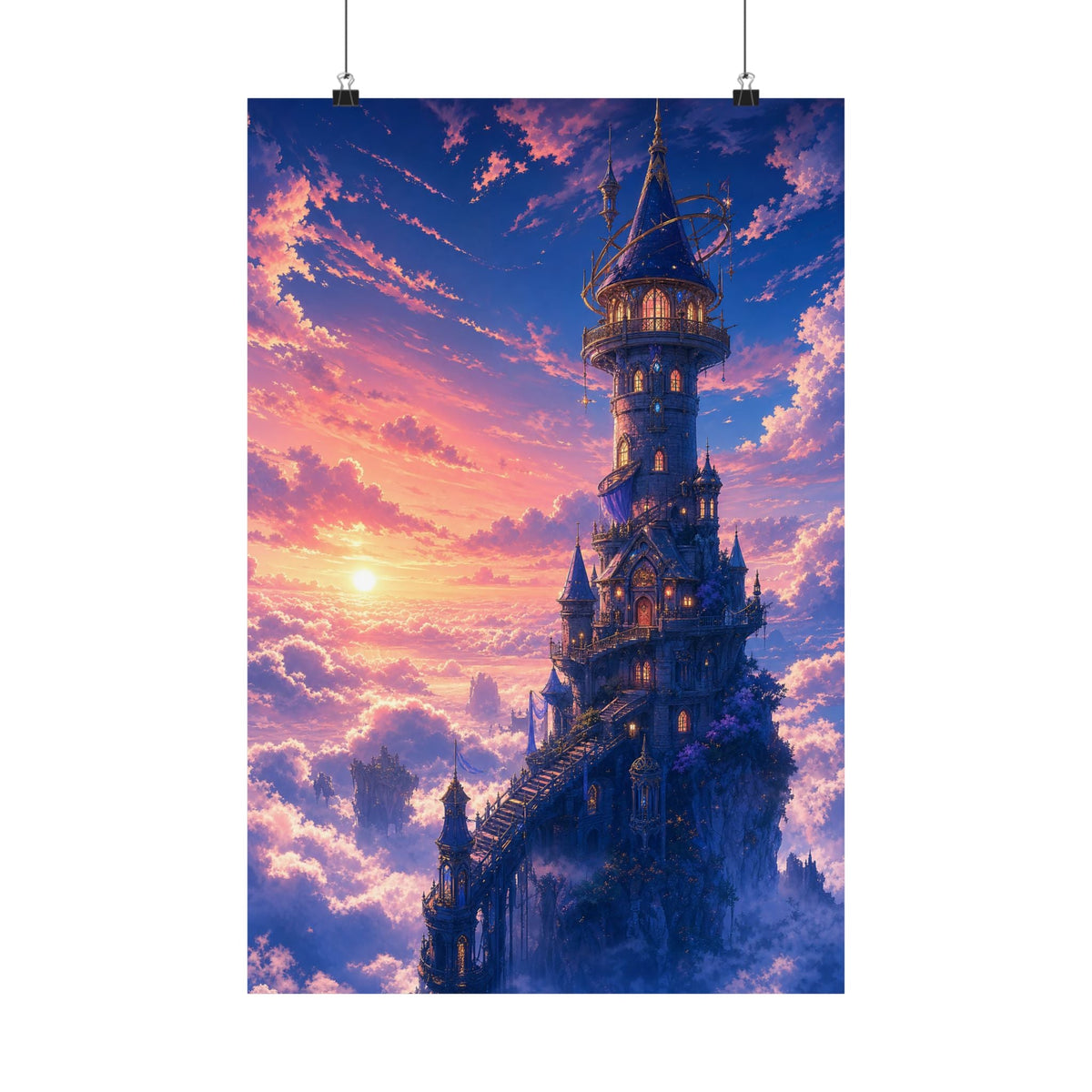 Wizard Tower In The Clouds - Anime Manga Art Print (Matte Poster) - Moikas