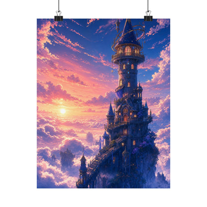 Wizard Tower In The Clouds - Anime Manga Art Print (Matte Poster) - Moikas