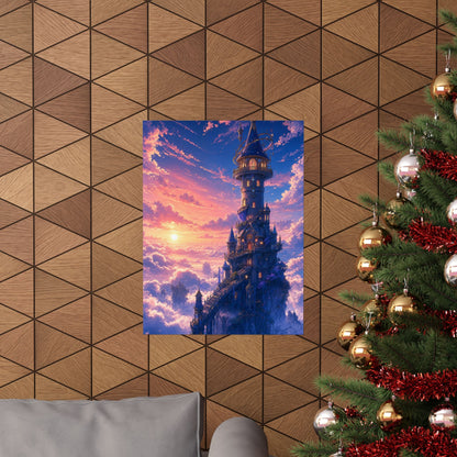 Wizard Tower In The Clouds - Anime Manga Art Print (Matte Poster) - Moikas