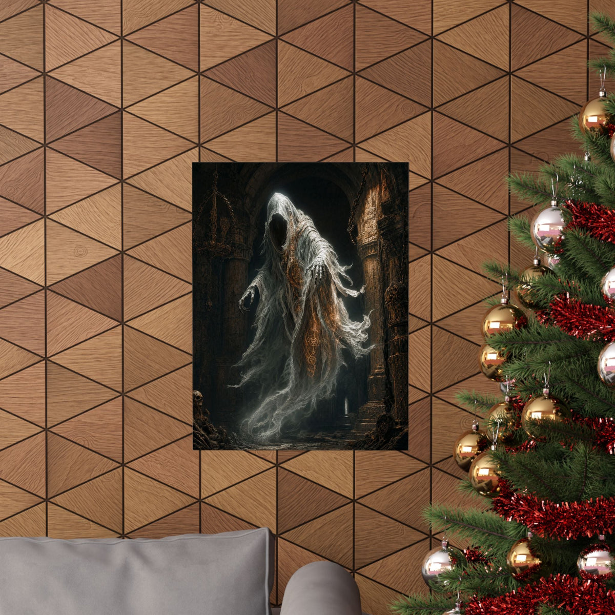 Wraith Floating Through Dungeon - Dark Fantasy Art Print (Matte Poster) - Moikas