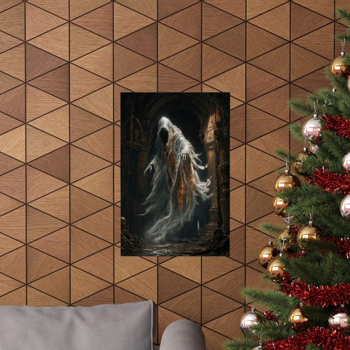 Wraith Floating Through Dungeon - Dark Fantasy Art Print (Matte Poster) - Moikas