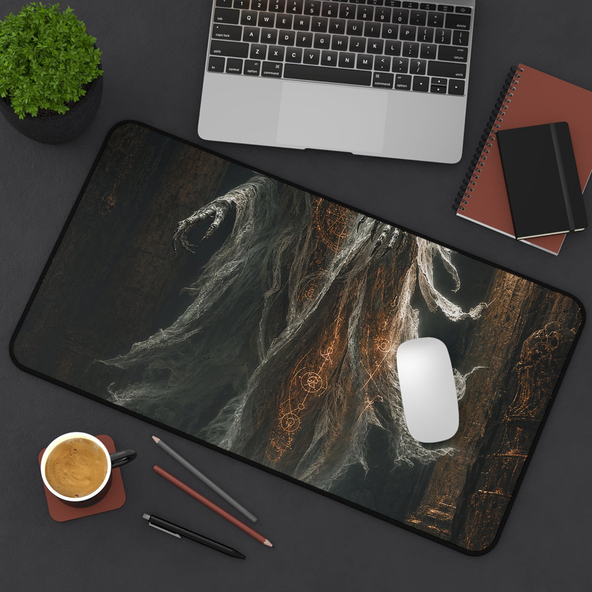Wraith Floating Through Dungeon - Dark Fantasy Gaming Desk Mat - Moikas
