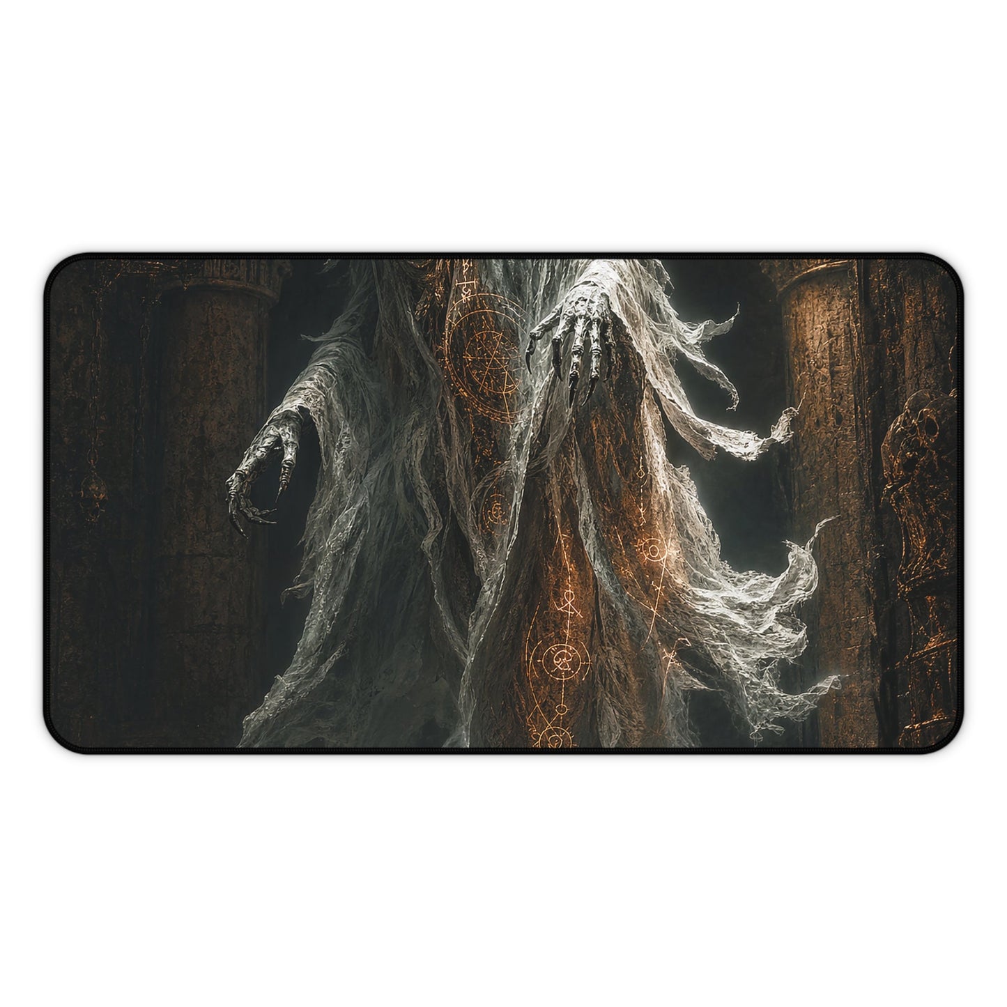 Wraith Floating Through Dungeon - Dark Fantasy Gaming Desk Mat - Moikas