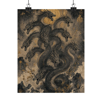 Yamatno Orochi Eight-Headed Serpent - Japanese Mythology Art Print (Matte Poster) - Moikas