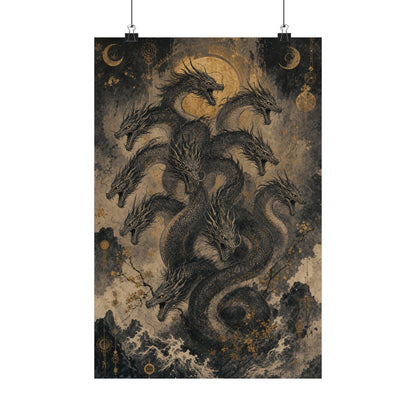 Yamatno Orochi Eight-Headed Serpent - Japanese Mythology Art Print (Matte Poster) - Moikas