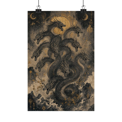 Yamatno Orochi Eight-Headed Serpent - Japanese Mythology Art Print (Matte Poster) - Moikas