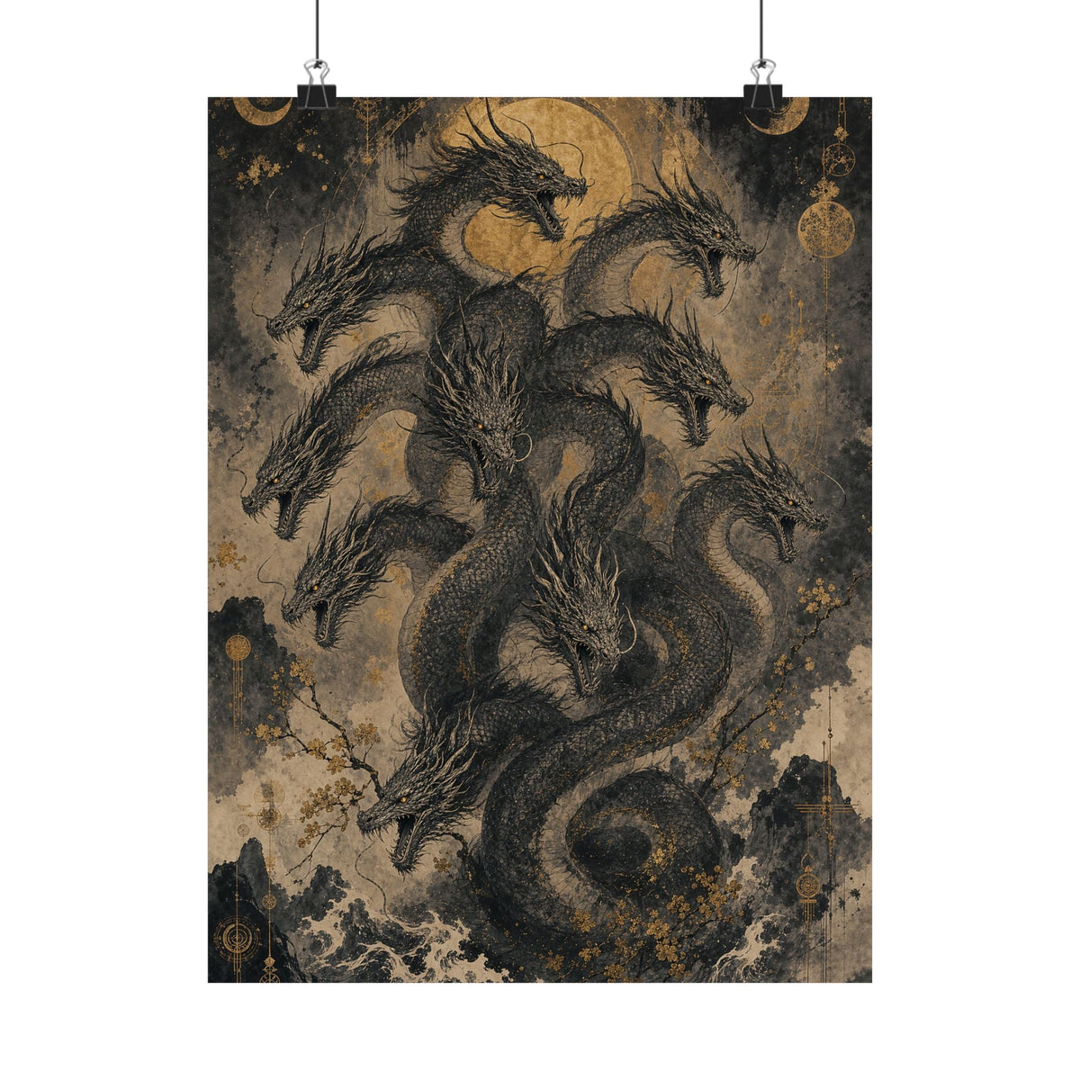 Yamatno Orochi Eight-Headed Serpent - Japanese Mythology Art Print (Matte Poster) - Moikas