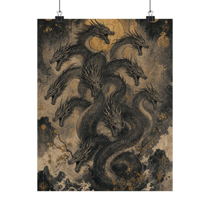 Yamatno Orochi Eight-Headed Serpent - Japanese Mythology Art Print (Matte Poster) - Moikas