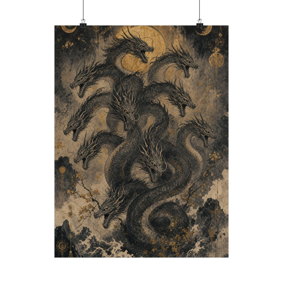 Yamatno Orochi Eight-Headed Serpent - Japanese Mythology Art Print (Matte Poster) - Moikas