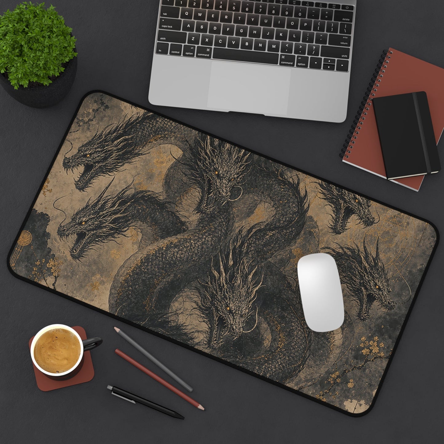 Yamatno Orochi Eight-Headed Serpent - Japanese Mythology Gaming Desk Mat - Moikas