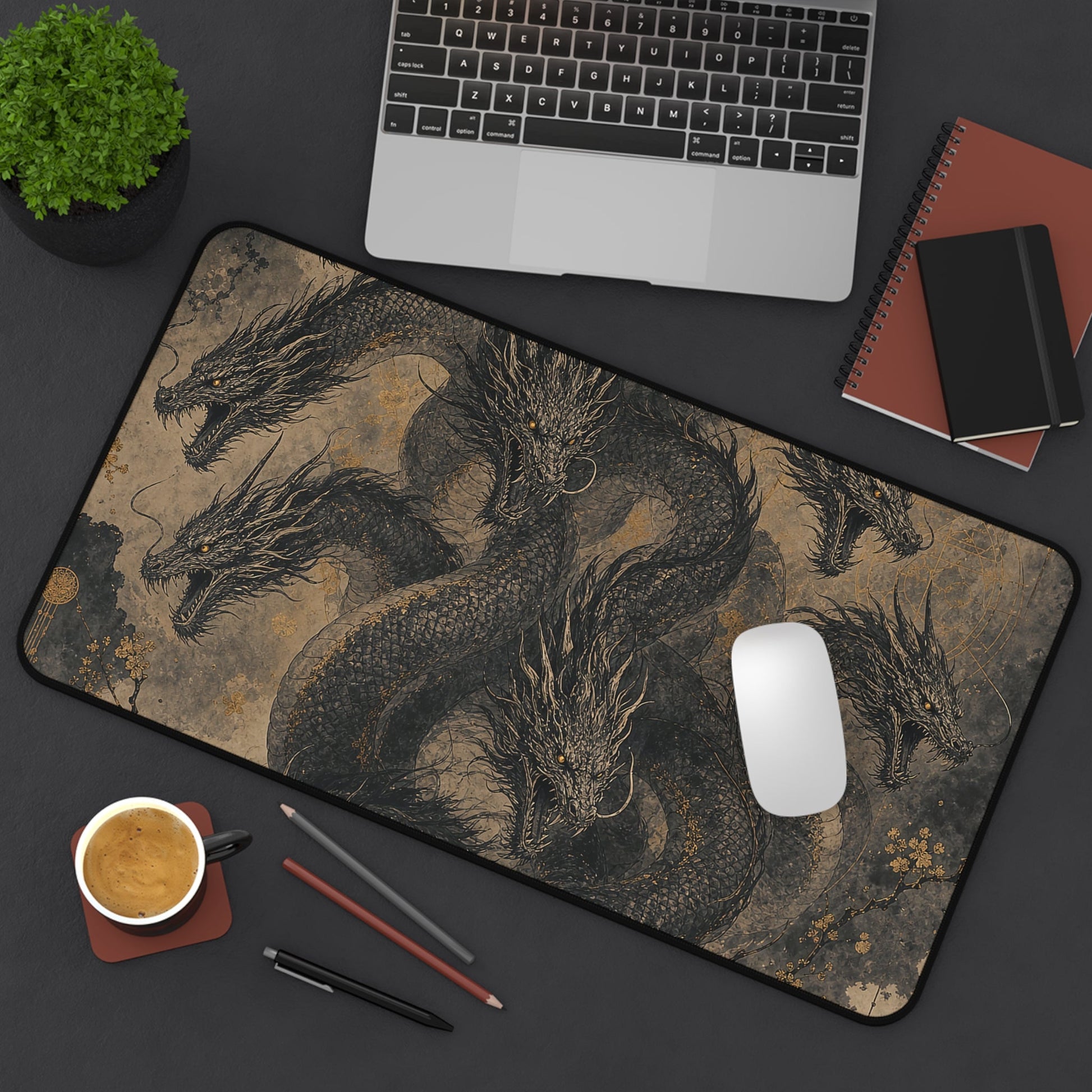 Yamatno Orochi Eight-Headed Serpent - Japanese Mythology Gaming Desk Mat - Moikas