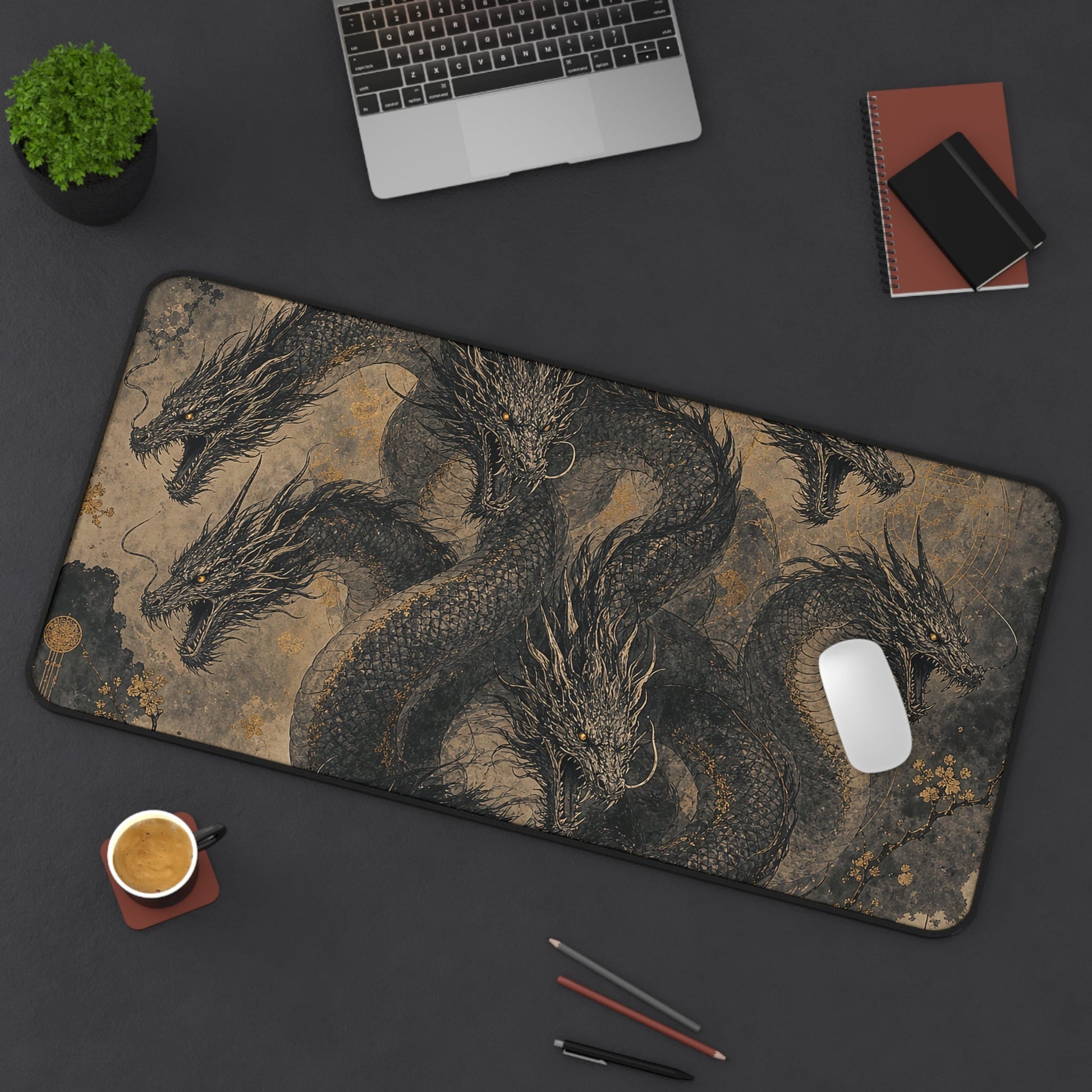 Yamatno Orochi Eight-Headed Serpent - Japanese Mythology Gaming Desk Mat - Moikas