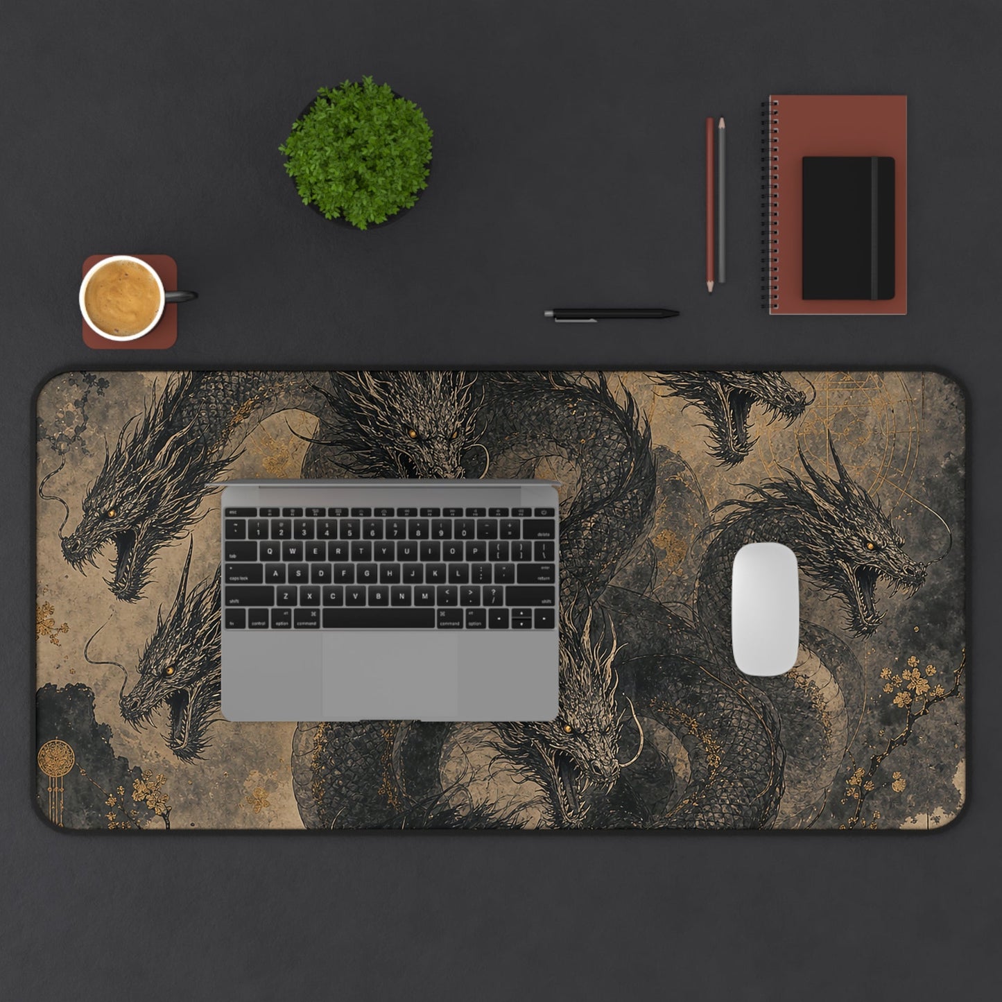 Yamatno Orochi Eight-Headed Serpent - Japanese Mythology Gaming Desk Mat - Moikas
