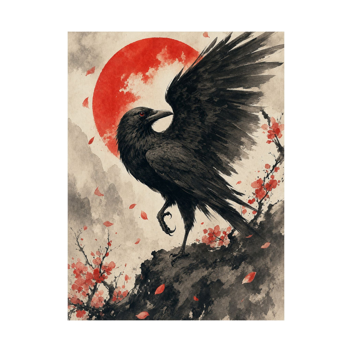 Yatagararu Three-Legged Crow - Japanese Mythology Art Print (Matte Poster) - Moikas