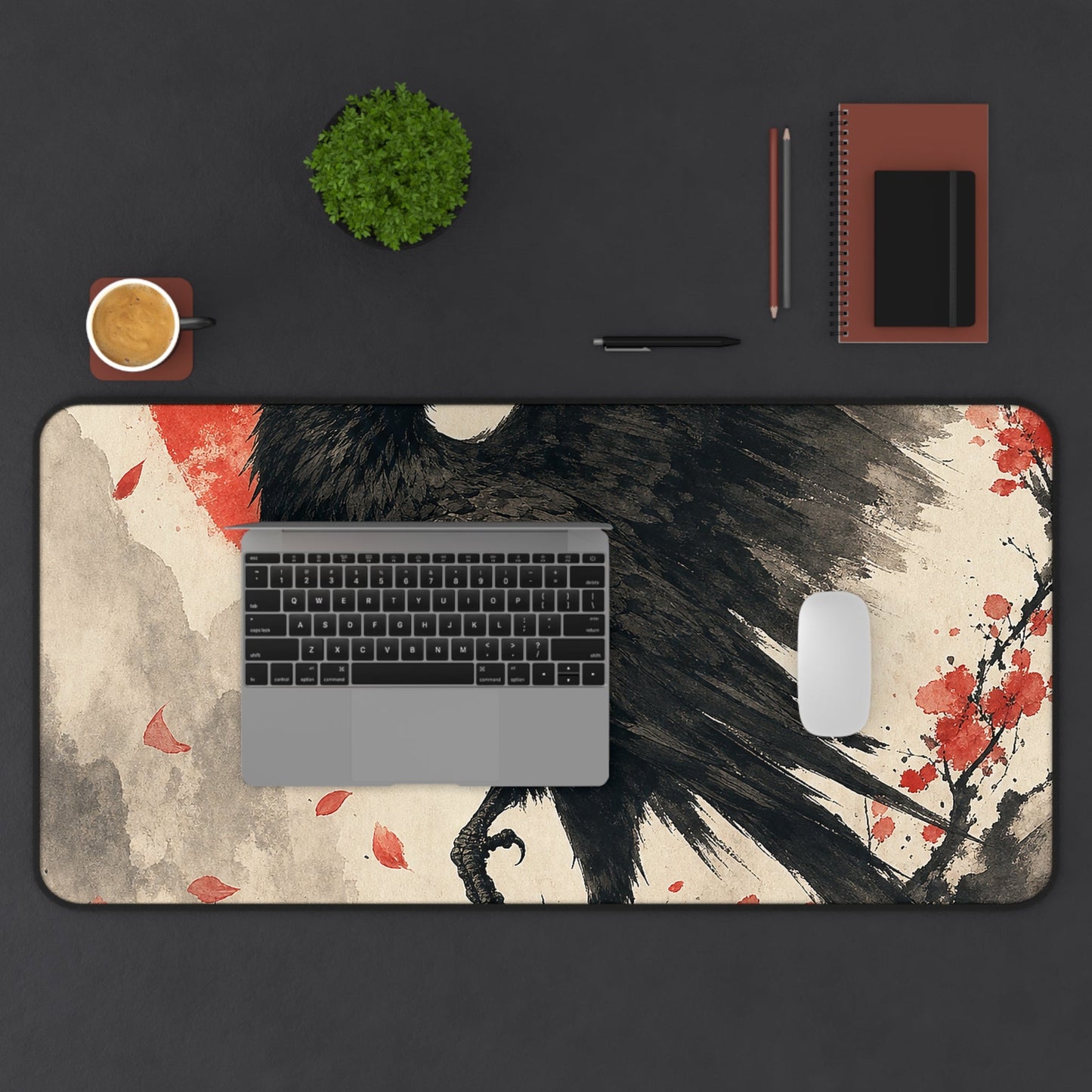Yatagararu Three-Legged Crow - Japanese Mythology Gaming Desk Mat - Moikas