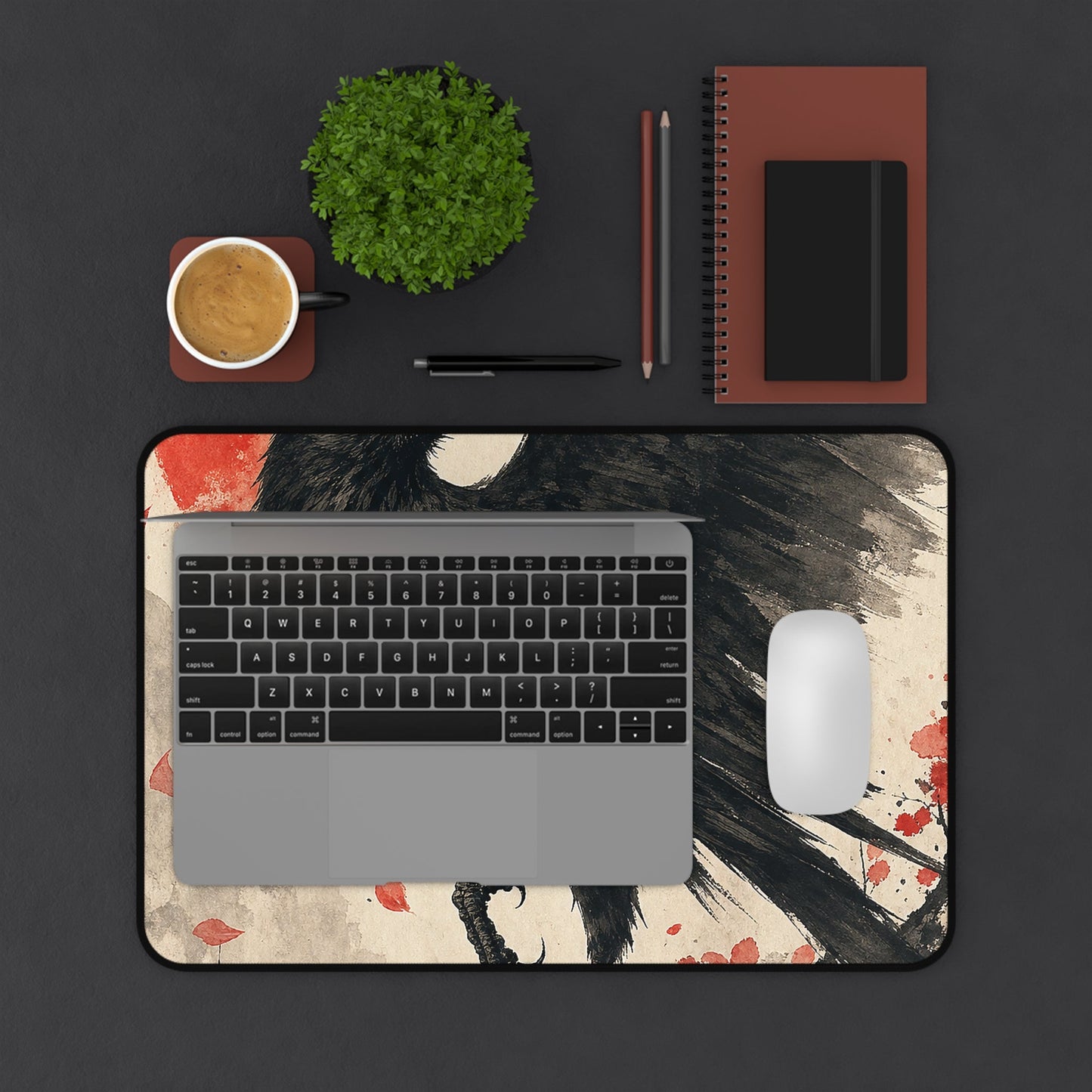 Yatagararu Three-Legged Crow - Japanese Mythology Gaming Desk Mat - Moikas