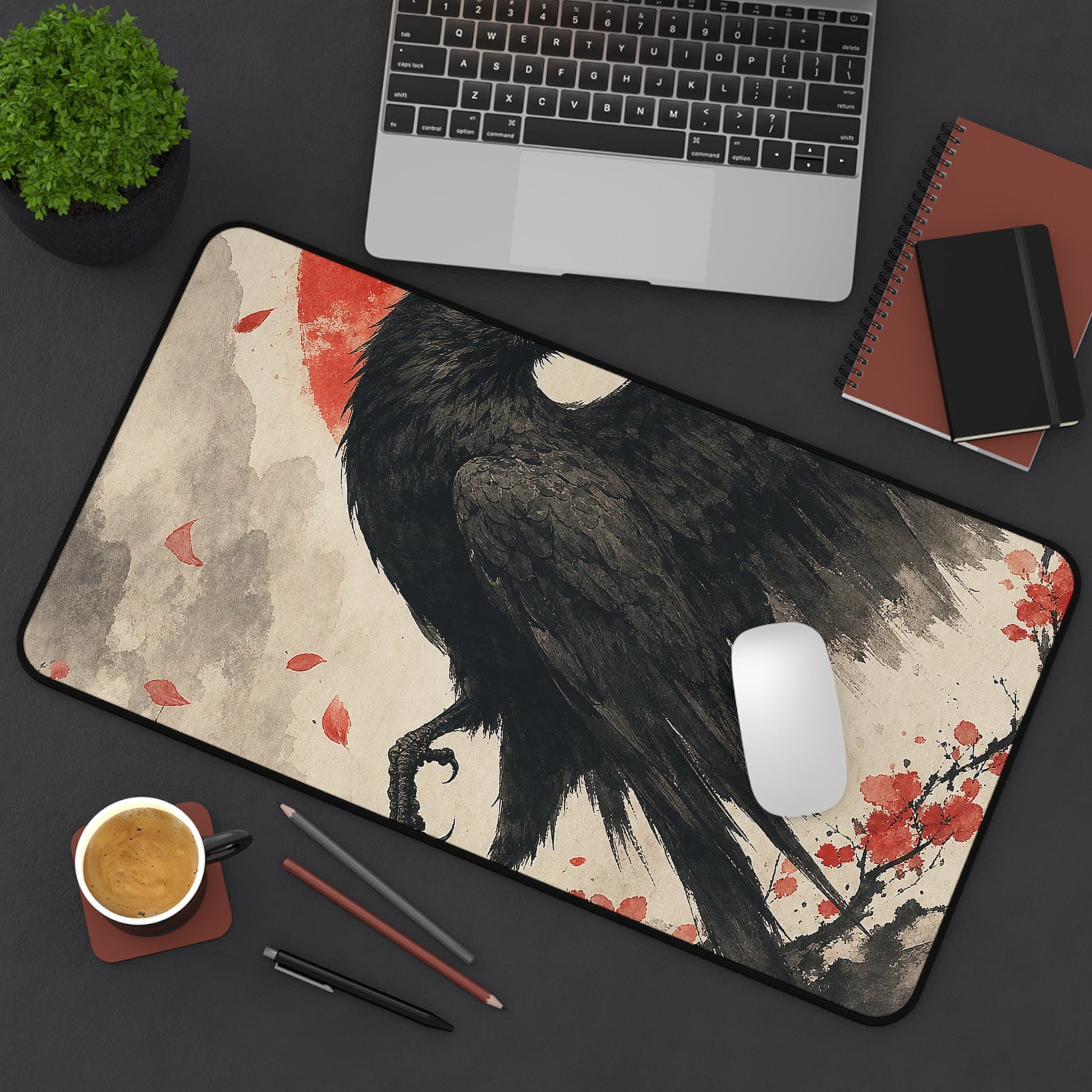 Yatagararu Three-Legged Crow - Japanese Mythology Gaming Desk Mat - Moikas