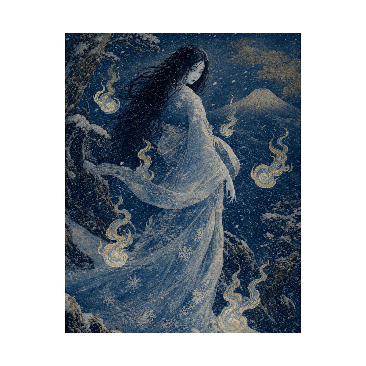 Yuki Onnsnow Womin Blizzard - Japanese Mythology Art Print (Matte Poster) - Moikas