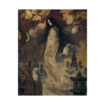 Yurei Ghost In Misty Graveyard - Japanese Mythology Art Print (Matte Poster) - Moikas