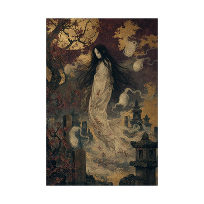 Yurei Ghost In Misty Graveyard - Japanese Mythology Art Print (Matte Poster) - Moikas