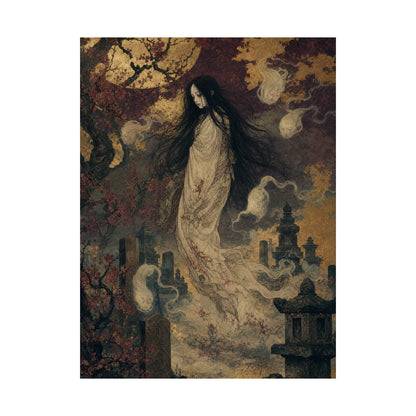 Yurei Ghost In Misty Graveyard - Japanese Mythology Art Print (Matte Poster) - Moikas