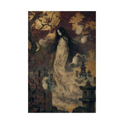 Yurei Ghost In Misty Graveyard - Japanese Mythology Art Print (Matte Poster) - Moikas