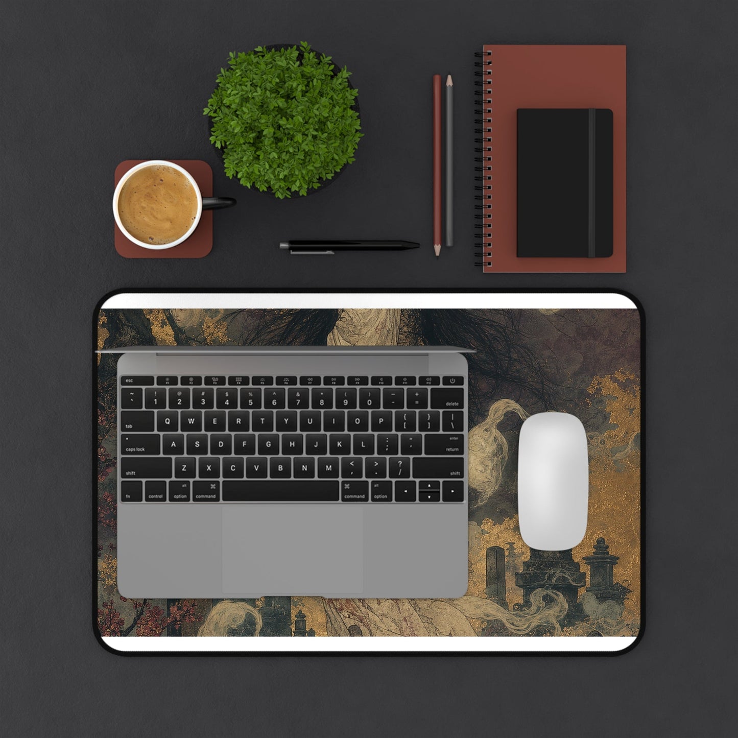 Yurei Ghost In Misty Graveyard - Japanese Mythology Gaming Desk Mat - Moikas
