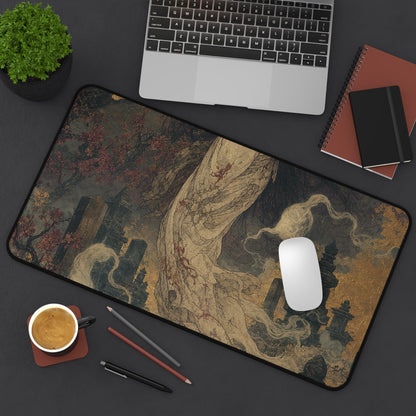 Yurei Ghost In Misty Graveyard - Japanese Mythology Gaming Desk Mat - Moikas