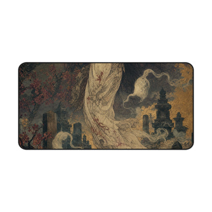 Yurei Ghost In Misty Graveyard - Japanese Mythology Gaming Desk Mat - Moikas