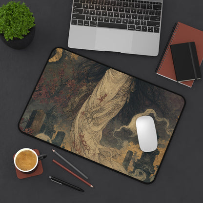 Yurei Ghost In Misty Graveyard - Japanese Mythology Gaming Desk Mat - Moikas