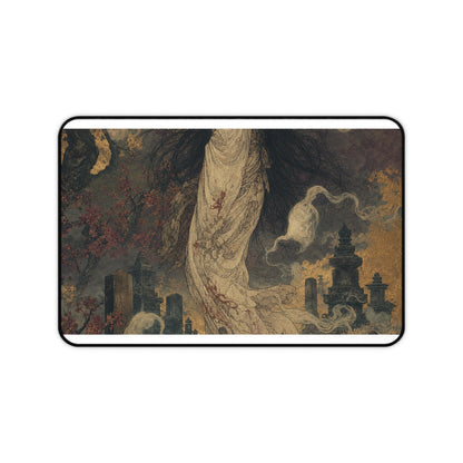 Yurei Ghost In Misty Graveyard - Japanese Mythology Gaming Desk Mat - Moikas
