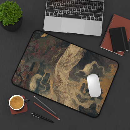Yurei Ghost In Misty Graveyard - Japanese Mythology Gaming Desk Mat - Moikas