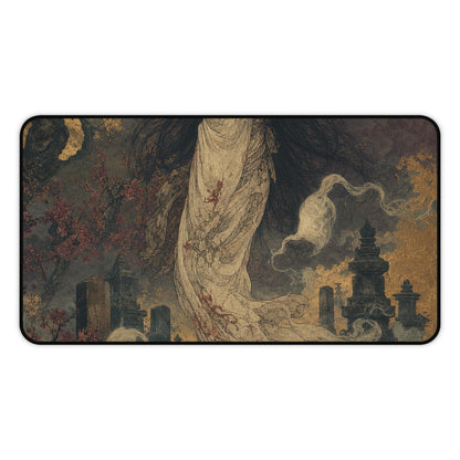 Yurei Ghost In Misty Graveyard - Japanese Mythology Gaming Desk Mat - Moikas