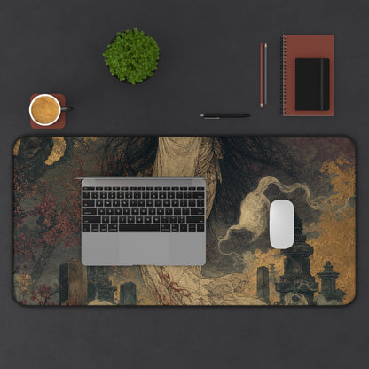 Yurei Ghost In Misty Graveyard - Japanese Mythology Gaming Desk Mat - Moikas